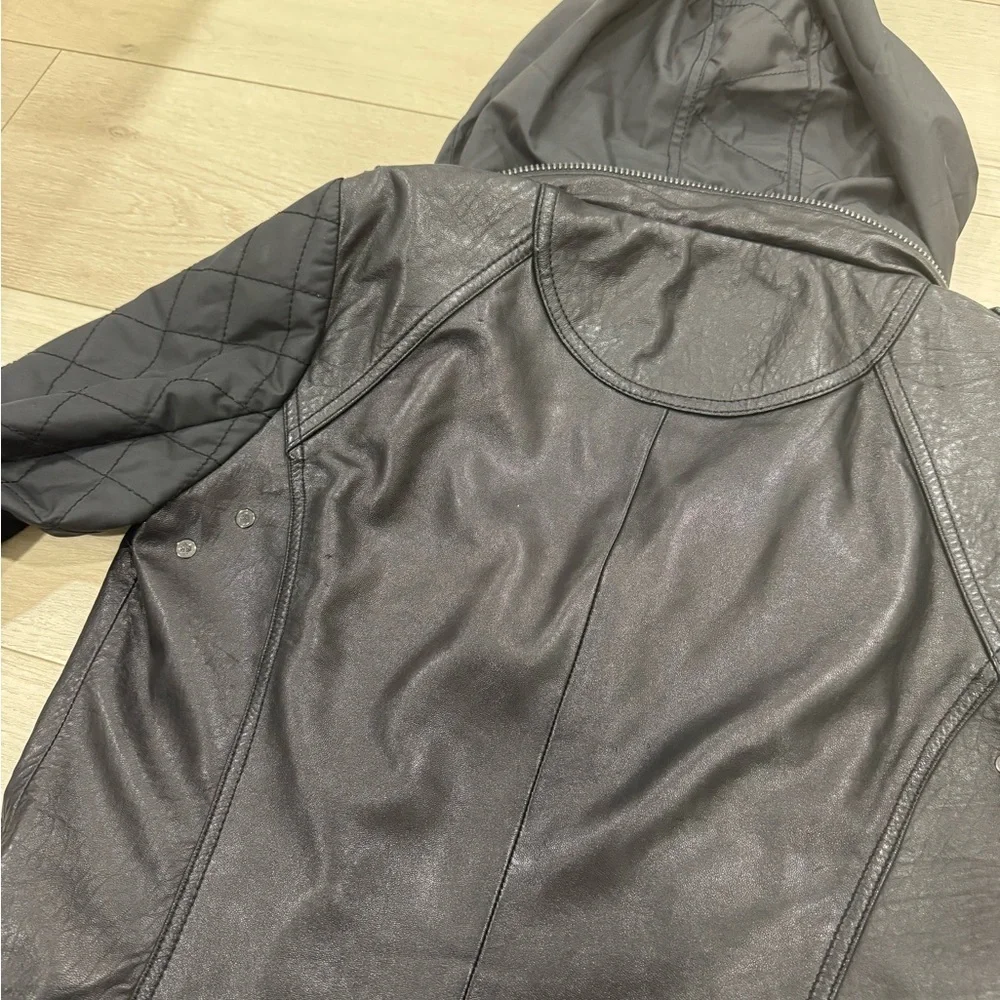 Ashley B Hooded Leather Moto Jacket - Picture 11 of 13